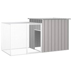 vidaXL Chicken Cage Grey Galvanised Steel Chicken Coop Hen House Run Outdoor