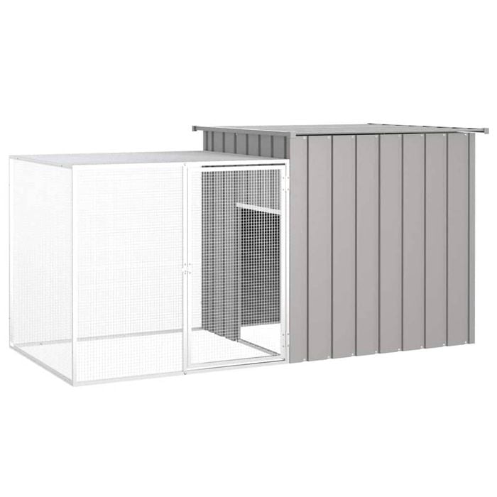 vidaXL Chicken Cage Grey Galvanised Steel Chicken Coop Hen House Run Outdoor