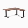 Desky Fixed Height Walnut Hardwood L-shape Office Desk 1500x1550mm Matte Black Frame