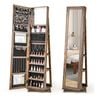Costway Swivel Jewelry Cabinet Mirrored Armoire Makeup Storage Organiser Brown