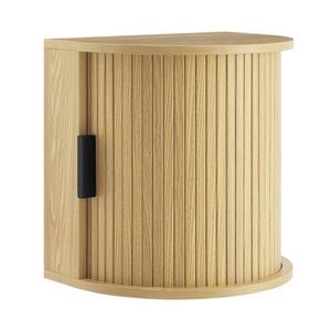 Kayla Floating Wall Mount Bedside 1 Door Oak woodgrain