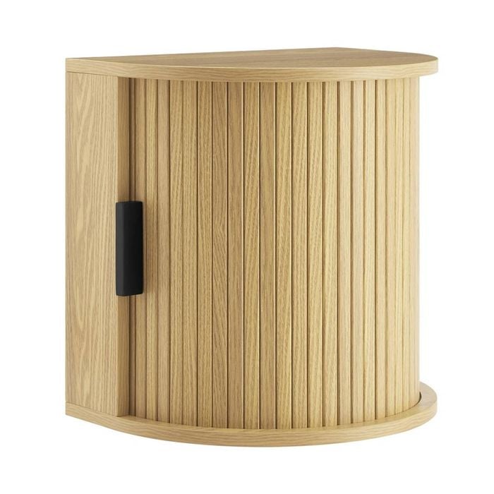 Kayla Floating Wall Mount Bedside 1 Door Oak woodgrain
