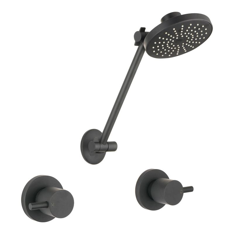 WELS 3 Star 9L/min Black Matte Resonance 1/4 Turn Pin Lever ABS All Directional Shower Set