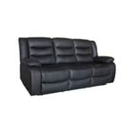 3 Seater Recliner Sofa In Faux Leather Lounge Couch in Black