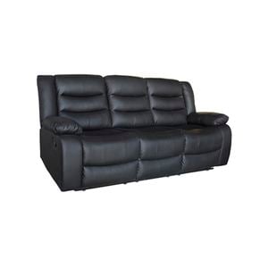 3 Seater Recliner Sofa In Faux Leather Lounge Couch in Black