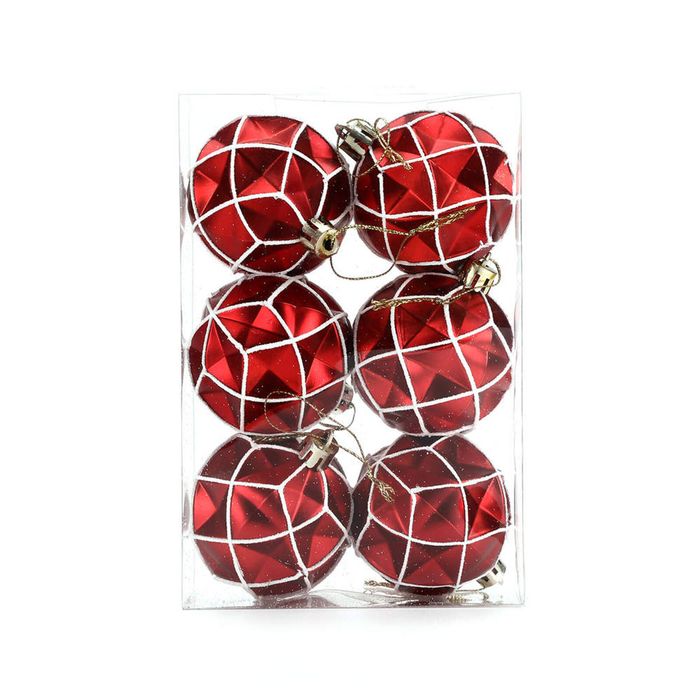 Catzon 6 Pcs Christmas Balls 6CM Shatterproof Plastic Painted Baubles for Xmas Tree Decor-Set10
