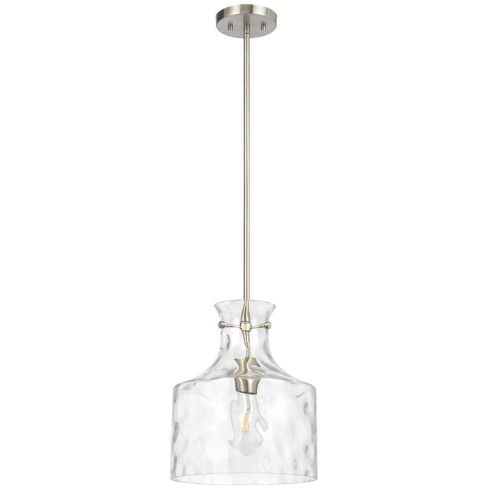 Telbix Perron Modern Pendant Hanging Lamp Light Metal Glass Nickel Matte