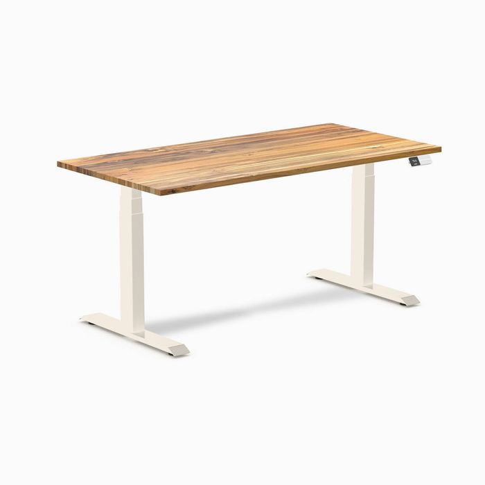 Desky Dual Hardwood Sit Stand Desk Wheat Frame 150cm - Teak