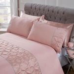 Dreamfields Super King Pintuck Diamante Diamond Band Blush Color Soft Quilt Doona Duvet Cover Set