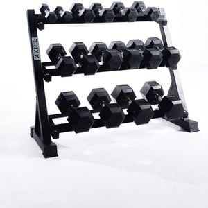 Brixx 2.5kg - 20kg Hex Dumbbell & Rack Set | 8 Pairs - 180kg Package