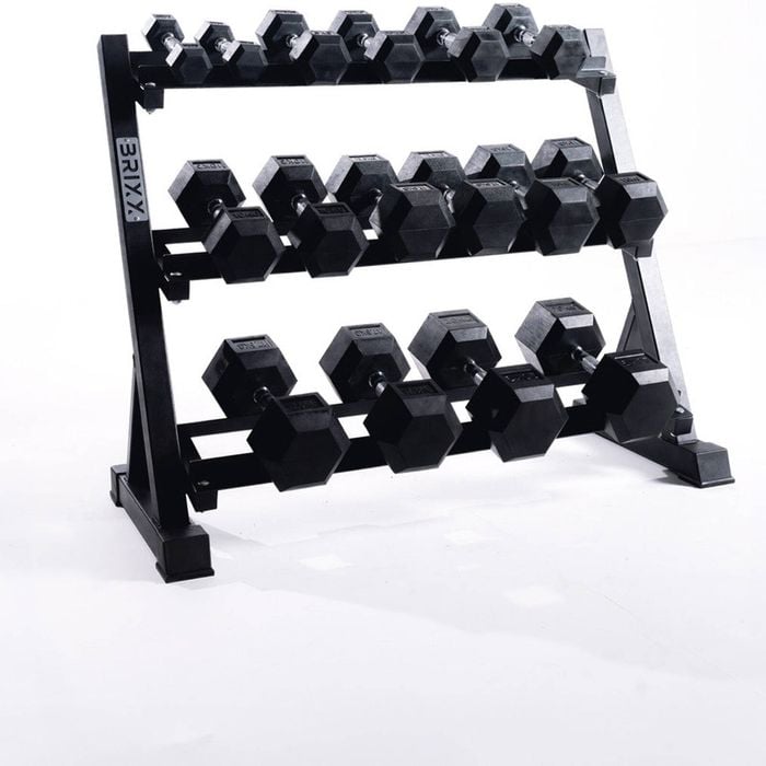 Brixx 2.5kg - 20kg Hex Dumbbell & Rack Set | 8 Pairs - 180kg Package