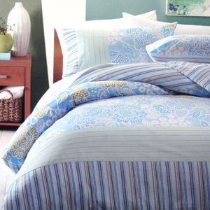 Bloomington 225TC Java Floral Blue Polyester Cotton Quilt Cover Set Single