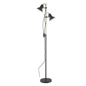 Telbix Corelli Industrial Standing Floor Lamp Light Metal Dark Grey Antique Brass
