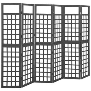 vidaXL Solid Fir Wood 6-Panel Room Divider/Trellis Black 242.5 cm Trellis