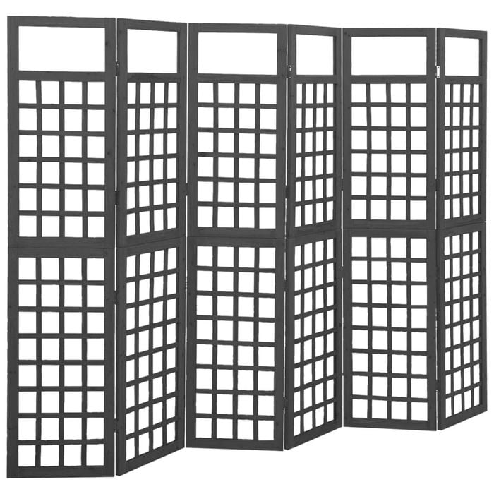 vidaXL Solid Fir Wood 6-Panel Room Divider/Trellis Black 242.5 cm Trellis