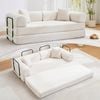 Homfurn 4-in-1 Folding Convertible Sofa Bed, Corduroy Loveseat Sleeper With Pull Out Bed, Floor Couch Bed For Bedroom, Beige