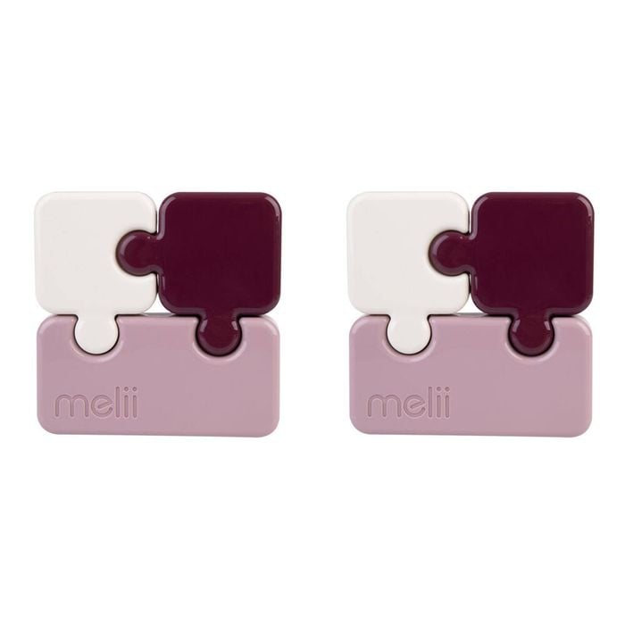 2PK Melii Luxe Childrens Puzzle Food & Snacks Container Lunch Box 850ml Pink