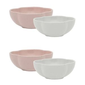 2x 2pc Ecology Matte Glaze Porcelain Bloom Round Dip Bowls 8cm Birch, Pink Salt