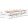 Austin Outdoor 3 - 3.8m Extension Teak/aluminium Table White With 12 Kansas Chairs & Sunbrella Stripe Cushions