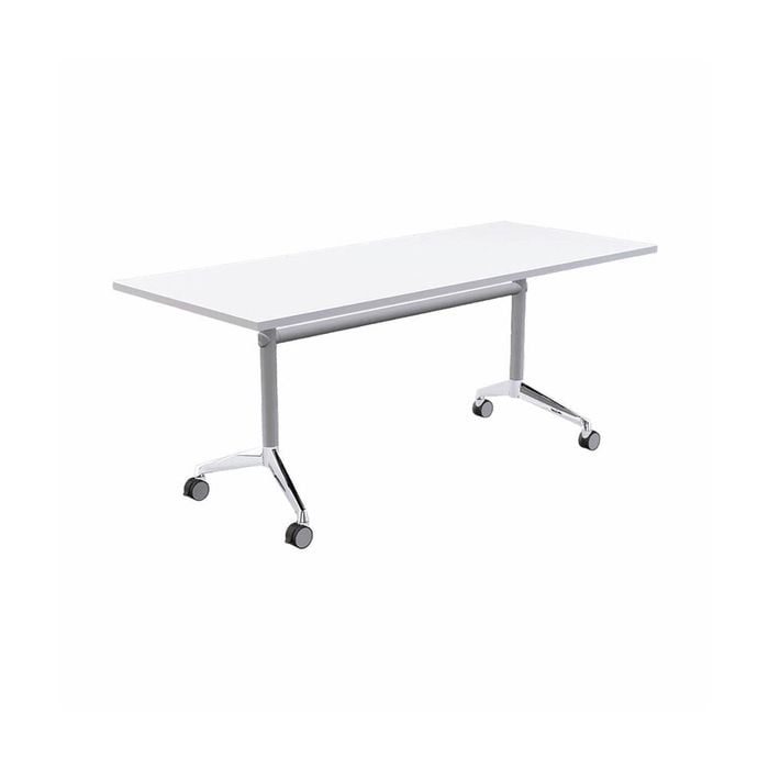 Olg Modulus Flip Table White And Silver Frame White Top L1800mm X W750mm