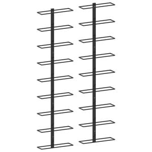 vidaXL 2x Wall-mounted Wine Racks for 18 Bottles Black Iron Storage Cabinet