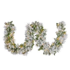 Christabelle Majestic Snow 274cm 9ft Prelit Flocked Christmas Garland with 100 Multi-Function LED Lights