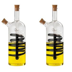 2PK Davis & Waddell Spiral Oil/Vinegar Glass Bottle 7x23cm - Clear/Natural
