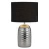 Telbix Sevia Modern Table Desk Lamp Light Fabric Ceramic Silver Black Gloss