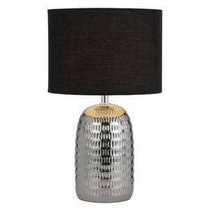 Telbix Sevia Modern Table Desk Lamp Light Fabric Ceramic Silver Black Gloss