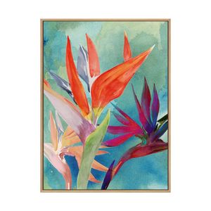Artey | Vivid Birds of Paradise I - Framed Canvas - Natural Frame - 90 x 120cm