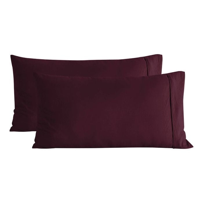 Dreamaker Superfine Washed Microfibre King Pillowcase Twin Pack - Cherry