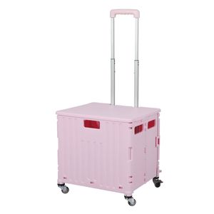 Foldable Shopping Trolley Cart 65L In Pink