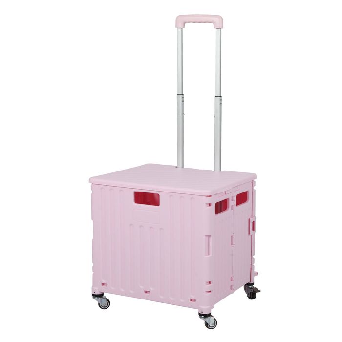 Foldable Shopping Trolley Cart 65L In Pink