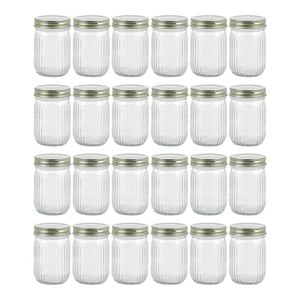 24PK Lemon & Lime Roma Ribbed Conserve Glass Jar with Lid 300ml