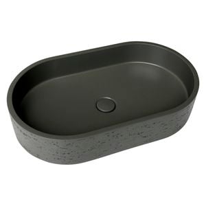 New Form Concreting Mesa Capsule Concrete Vessel Basin in Olive Grey with Rugged Texture