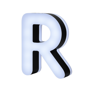 Lit Up 3D Led Letter R Illuminated Opal Acrylic 100mmHx92mmWx23mmD