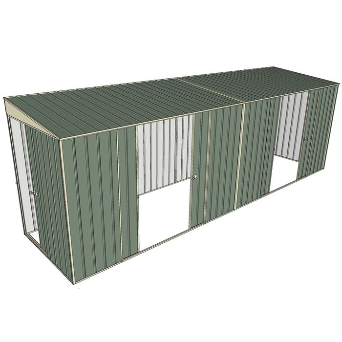 Build-a-Shed 1.5 x 6 x 2m Sliding Door Tunnel Shed With 2 Double Sliding Side Doors - Green