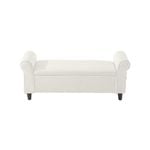 Oikiture Storage Ottoman Sherpa Arm Foot Stool Large White