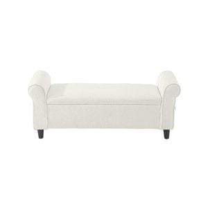 Oikiture Storage Ottoman Sherpa Arm Foot Stool Large White