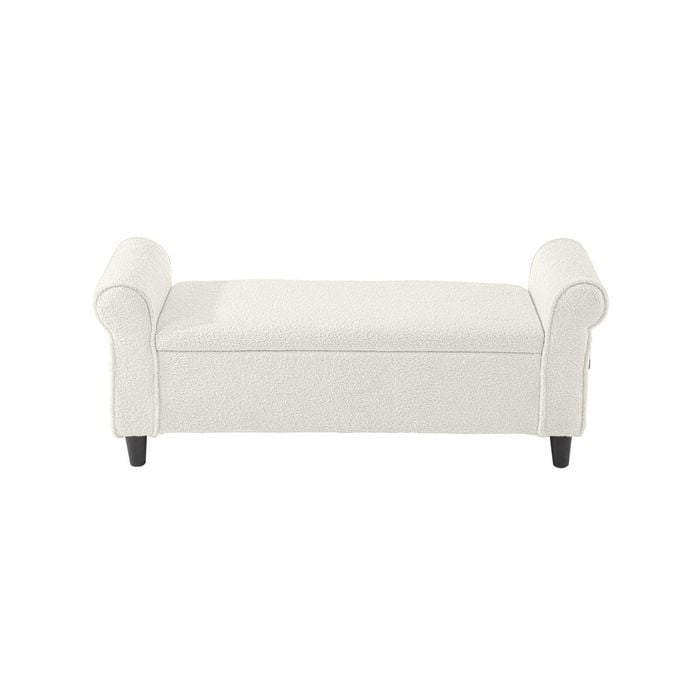 Oikiture Storage Ottoman Sherpa Arm Foot Stool Large White