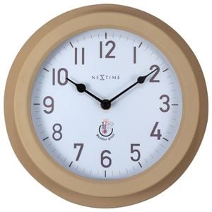 NeXtime 22cm Poppy Weatherproof Round Analogue Metal Outdoor Wall Clock Brown