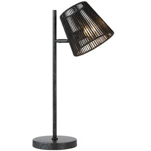 Telbix Valora Modern Table Desk Lamp Light Metal Natural Fiber Gun Metal Black Patina