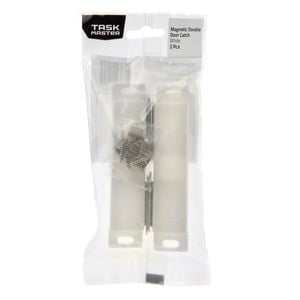 Taskmaster 87mm White Magnetic Double Door Catch - 2 Pack - White