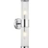 CLA Lighting Tiempo Interior Up/Down Tubular Clear Glass Wall Light Chrome
