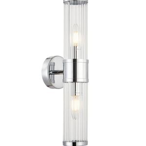 CLA Lighting Tiempo Interior Up/Down Tubular Clear Glass Wall Light Chrome