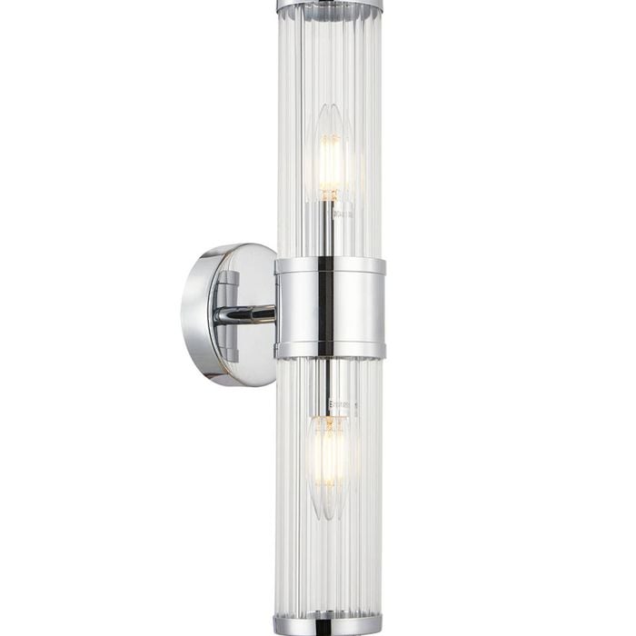 CLA Lighting Tiempo Interior Up/Down Tubular Clear Glass Wall Light Chrome