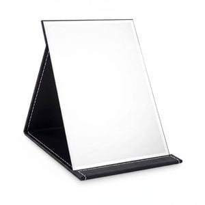 25x18 cm Foldable Makeup Mirror - Super HD Portable Adjustable Black Vanity Mirror with Stand for Travel