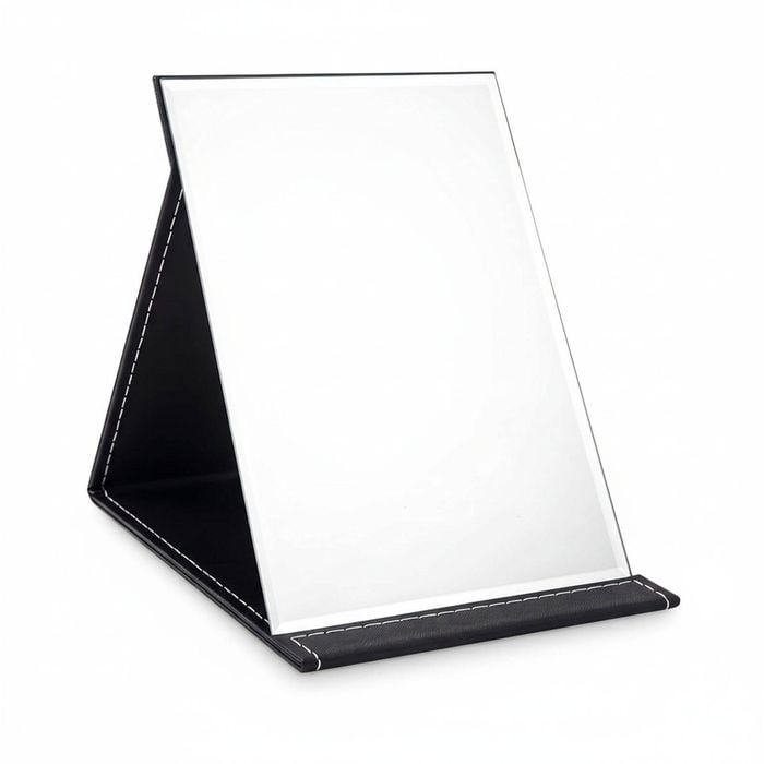 25x18 cm Foldable Makeup Mirror - Super HD Portable Adjustable Black Vanity Mirror with Stand for Travel