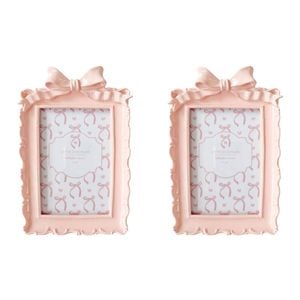 2PK Urban Resin/Wood Lotti Bow Photo Picture Frame 4x6in 20x14cm Pink