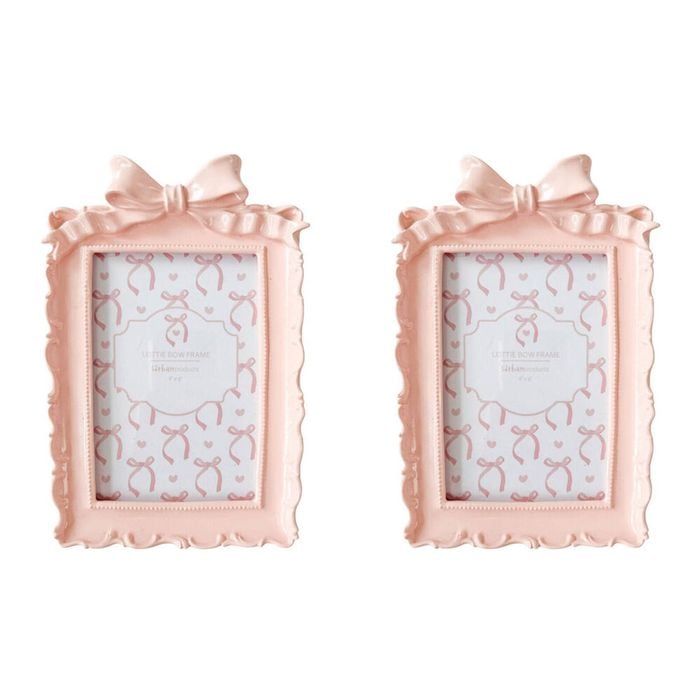 2PK Urban Resin/Wood Lotti Bow Photo Picture Frame 4x6in 20x14cm Pink